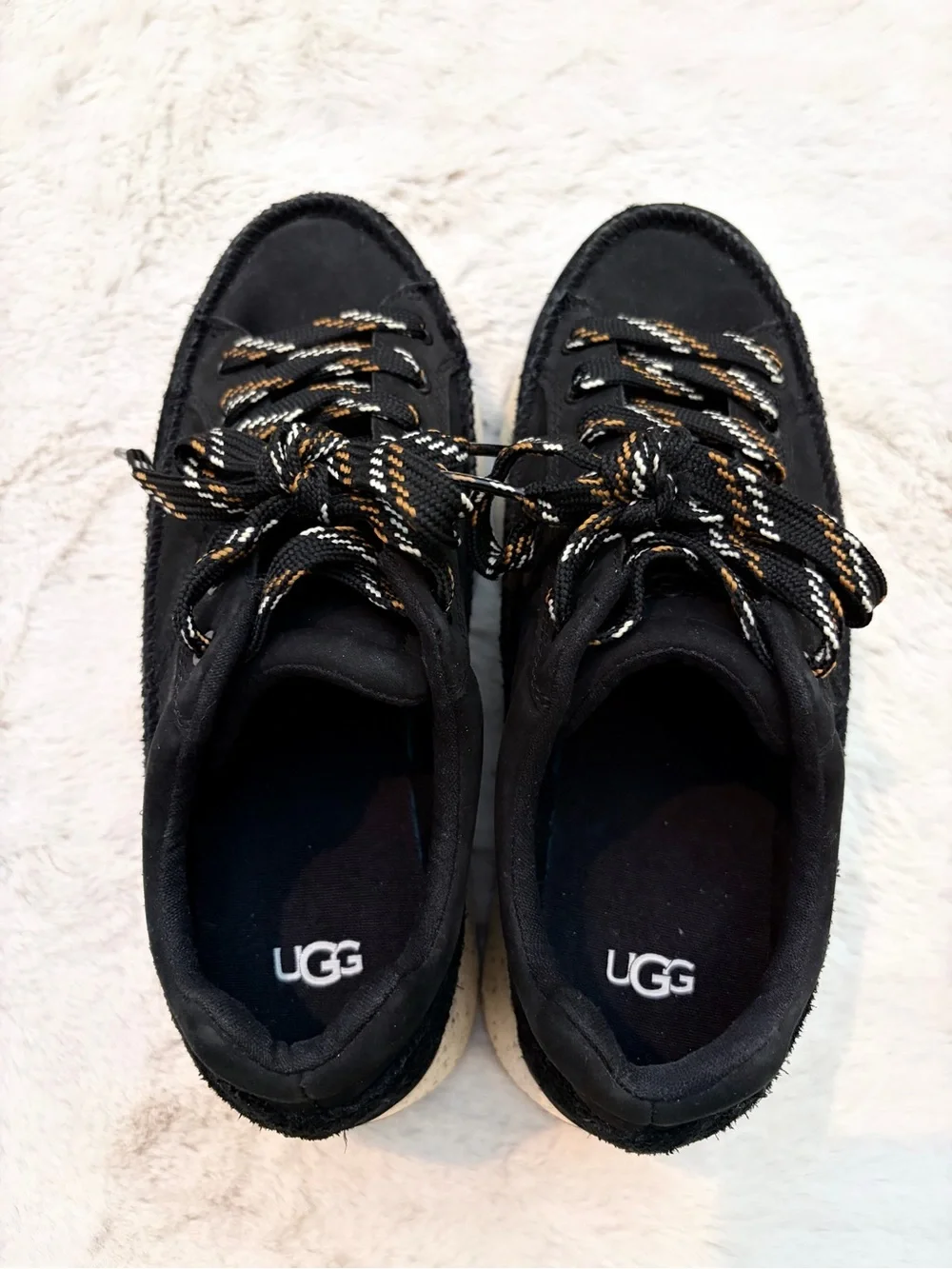 UGG Marin Lace Platform Sneakers Black Nubuck Chunky Lug Sole Size 9